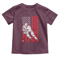 Patriotic American Flag Ice Hockey Player Toddler T Shirt Stars And Stripes Sports Graphic