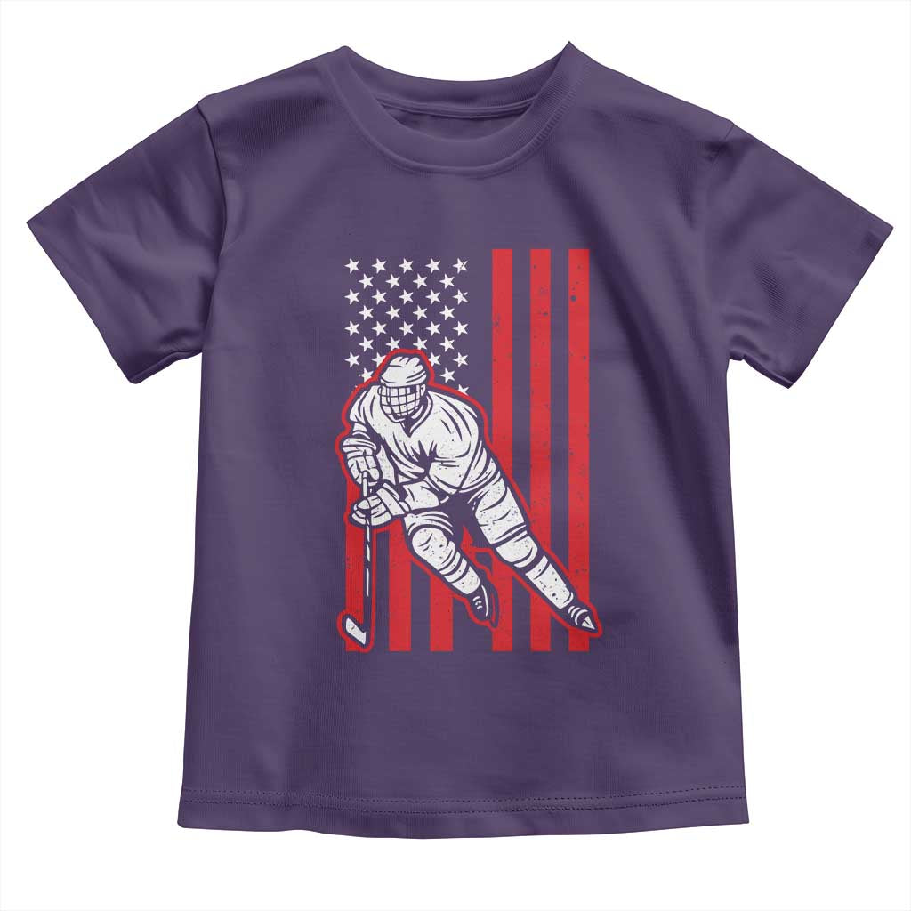 Patriotic American Flag Ice Hockey Player Toddler T Shirt Stars And Stripes Sports Graphic