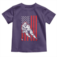 Patriotic American Flag Ice Hockey Player Toddler T Shirt Stars And Stripes Sports Graphic