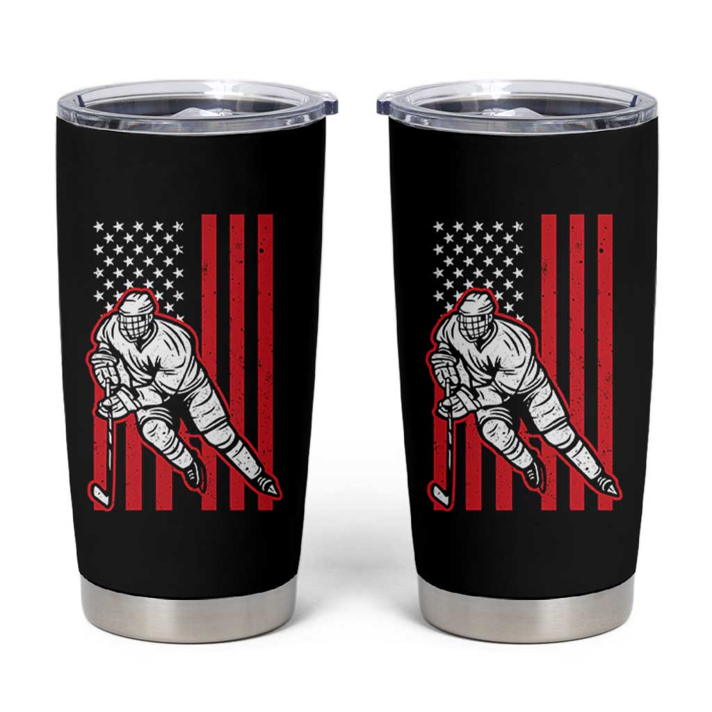 Patriotic American Flag Ice Hockey Player Tumbler Cup Stars And Stripes Sports Graphic