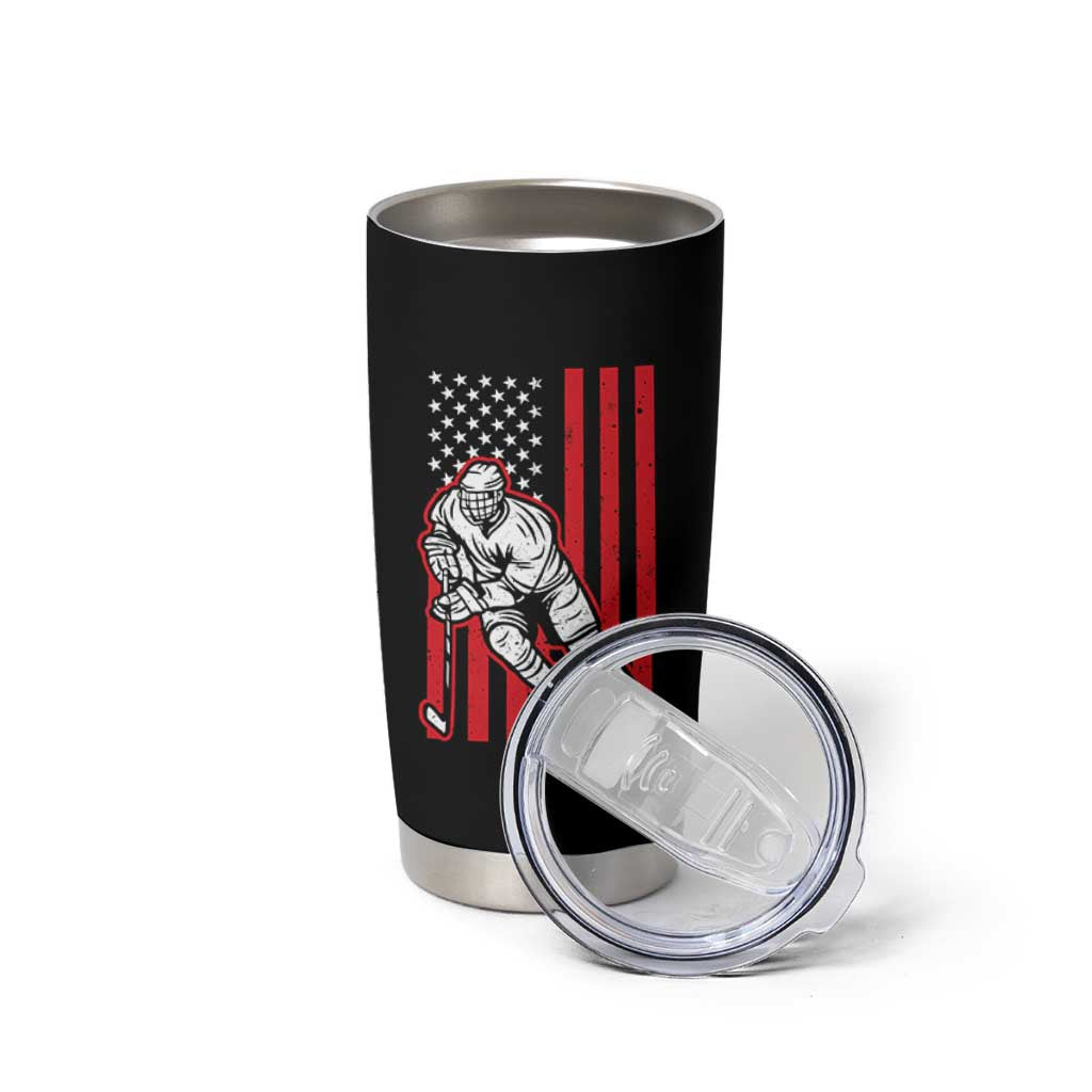 Patriotic American Flag Ice Hockey Player Tumbler Cup Stars And Stripes Sports Graphic