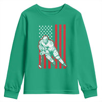 Patriotic American Flag Ice Hockey Player Youth Sweatshirt Stars And Stripes Sports Graphic