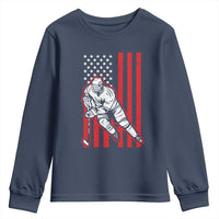 Patriotic American Flag Ice Hockey Player Youth Sweatshirt Stars And Stripes Sports Graphic