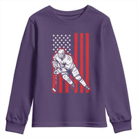 Patriotic American Flag Ice Hockey Player Youth Sweatshirt Stars And Stripes Sports Graphic