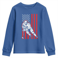 Patriotic American Flag Ice Hockey Player Youth Sweatshirt Stars And Stripes Sports Graphic