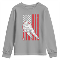 Patriotic American Flag Ice Hockey Player Youth Sweatshirt Stars And Stripes Sports Graphic