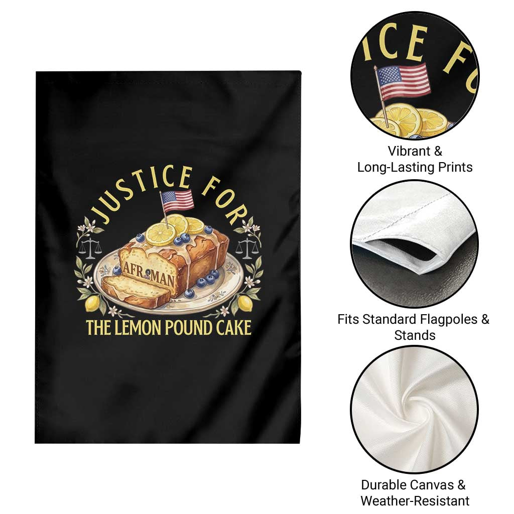 Justice for the Lemon Pound Cake Vintage Garden Flag Funny Viral Meme Dessert Parody Rap Fans