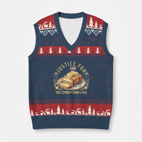 Justice for the Lemon Pound Cake Vintage V-Neck Knit Sweater Vest Funny Viral Meme Dessert Parody Rap Fans