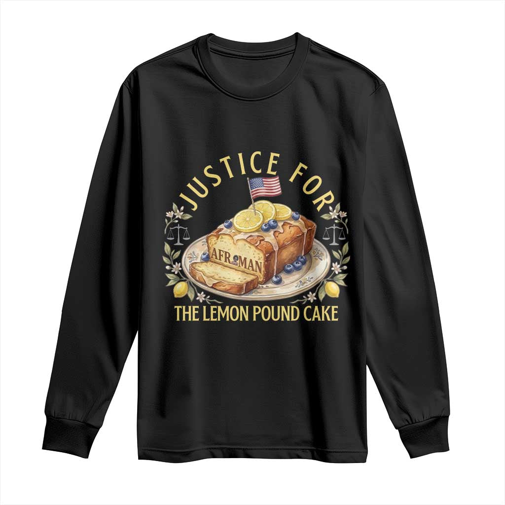 Justice for the Lemon Pound Cake Vintage Long Sleeve Shirt Funny Viral Meme Dessert Parody Rap Fans