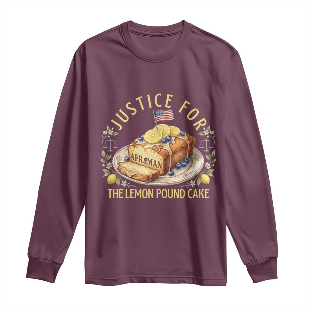 Justice for the Lemon Pound Cake Vintage Long Sleeve Shirt Funny Viral Meme Dessert Parody Rap Fans