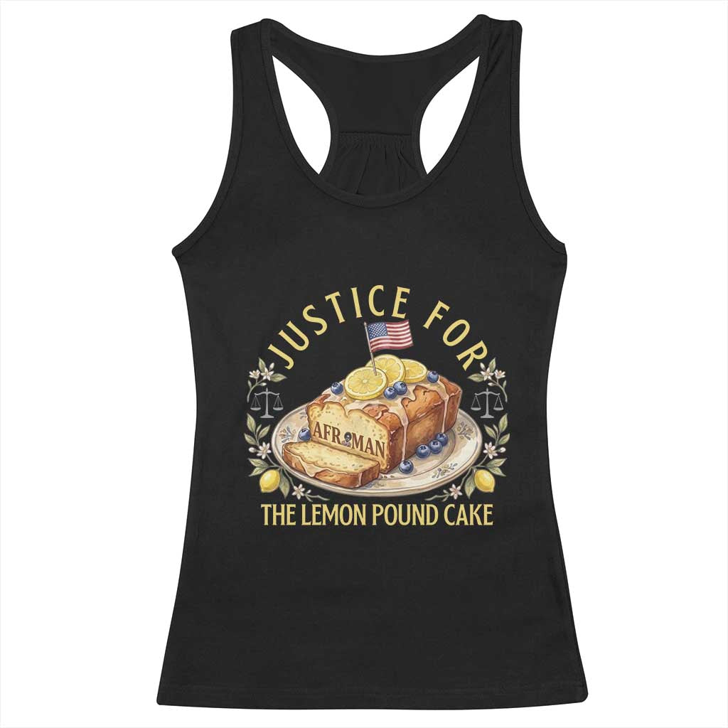 Justice for the Lemon Pound Cake Vintage Racerback Tank Top Funny Viral Meme Dessert Parody Rap Fans