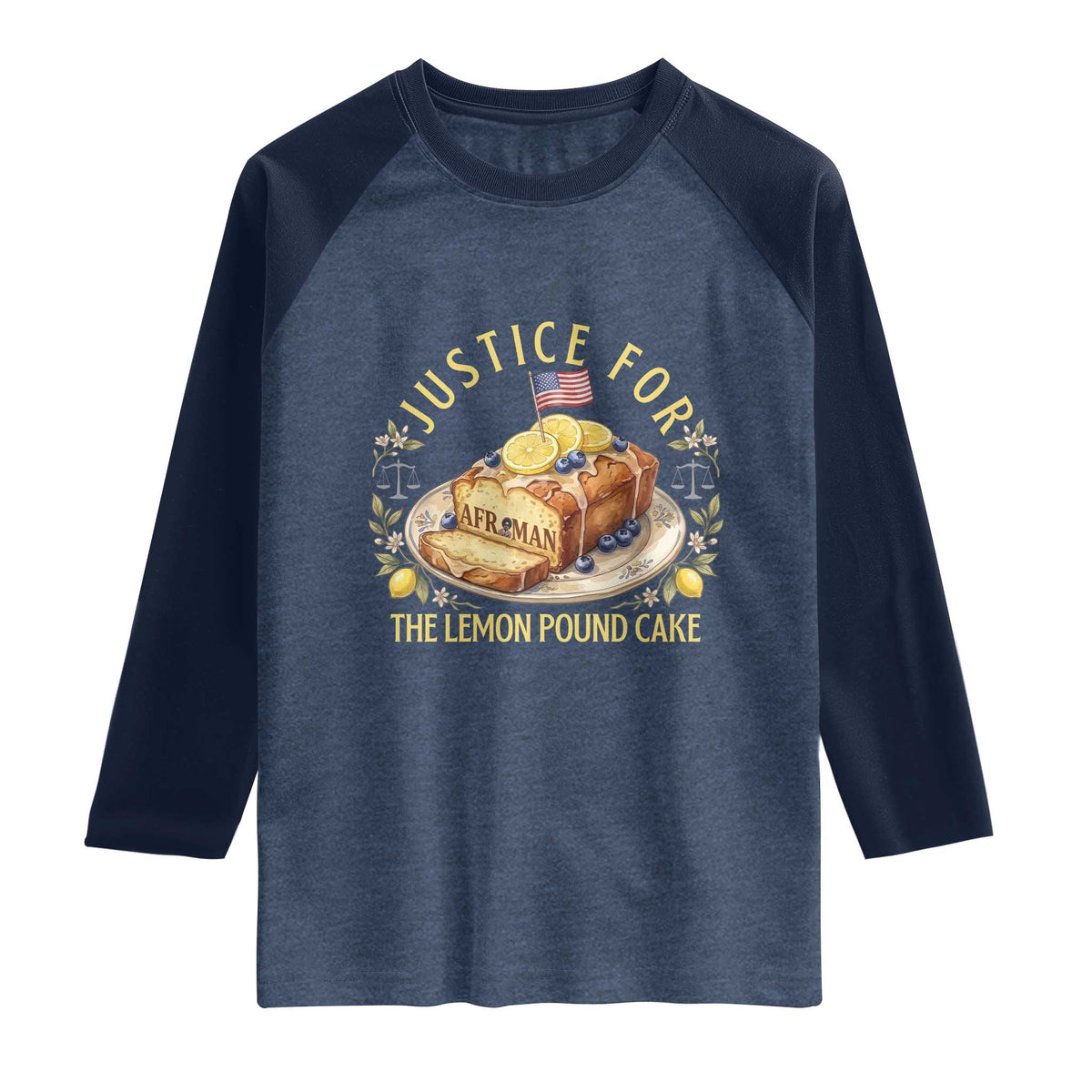 Justice for the Lemon Pound Cake Vintage Raglan Shirt Funny Viral Meme Dessert Parody Rap Fans