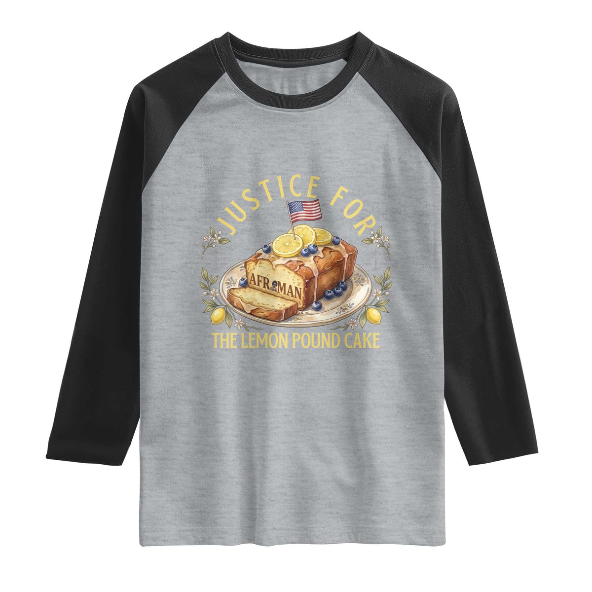Justice for the Lemon Pound Cake Vintage Raglan Shirt Funny Viral Meme Dessert Parody Rap Fans