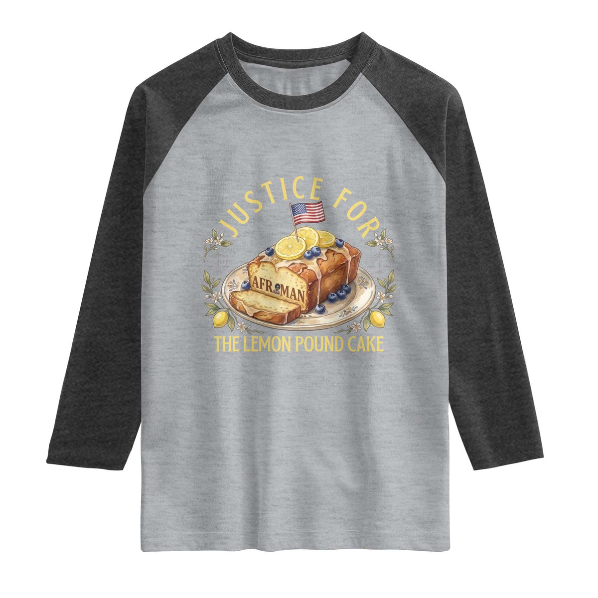 Justice for the Lemon Pound Cake Vintage Raglan Shirt Funny Viral Meme Dessert Parody Rap Fans