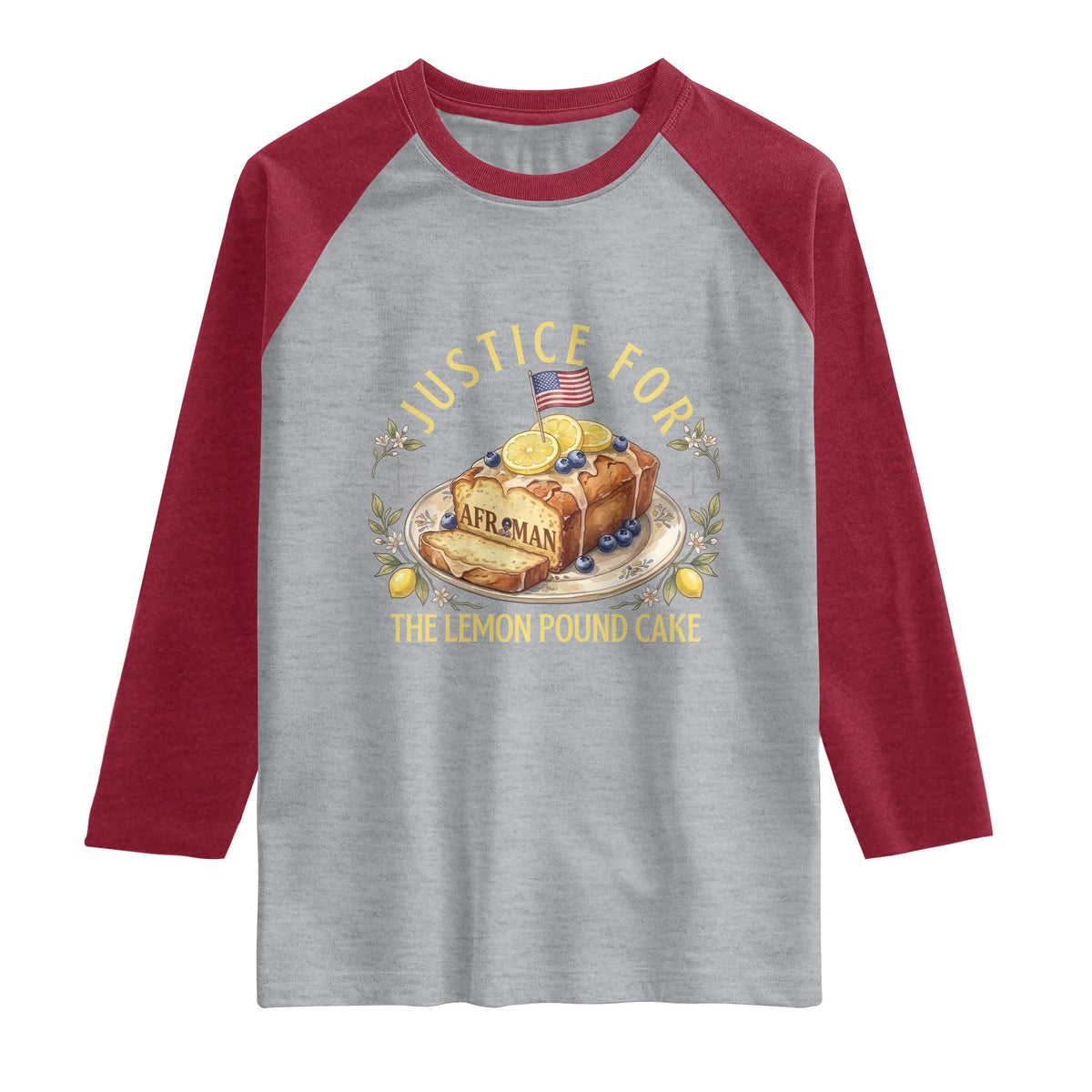 Justice for the Lemon Pound Cake Vintage Raglan Shirt Funny Viral Meme Dessert Parody Rap Fans