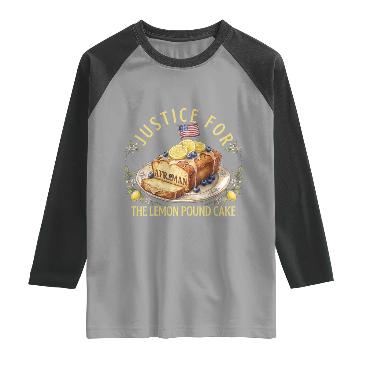 Justice for the Lemon Pound Cake Vintage Raglan Shirt Funny Viral Meme Dessert Parody Rap Fans