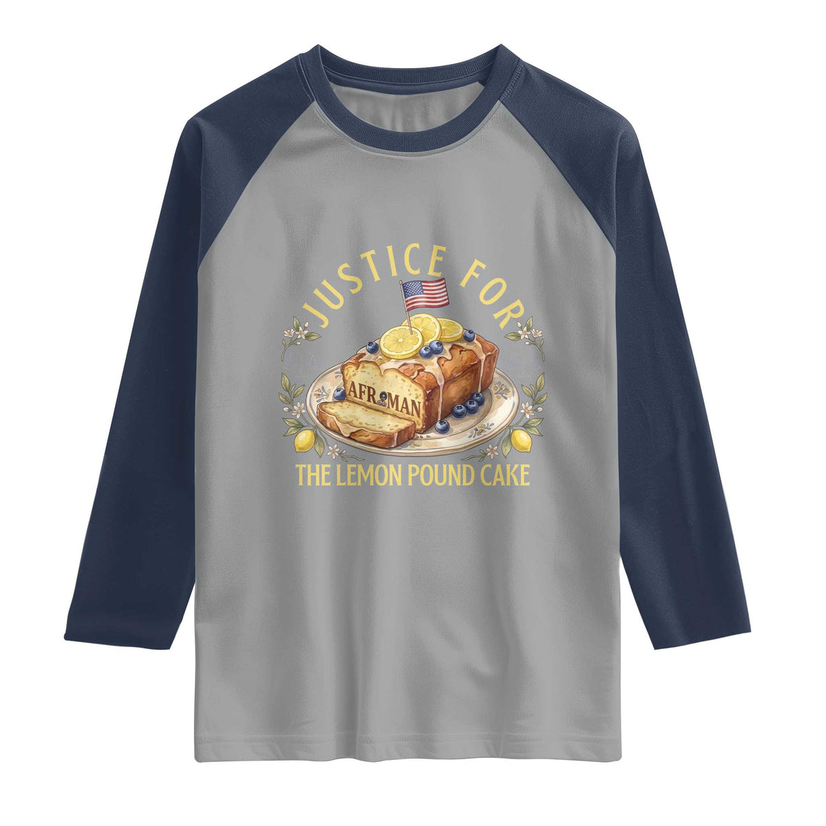 Justice for the Lemon Pound Cake Vintage Raglan Shirt Funny Viral Meme Dessert Parody Rap Fans