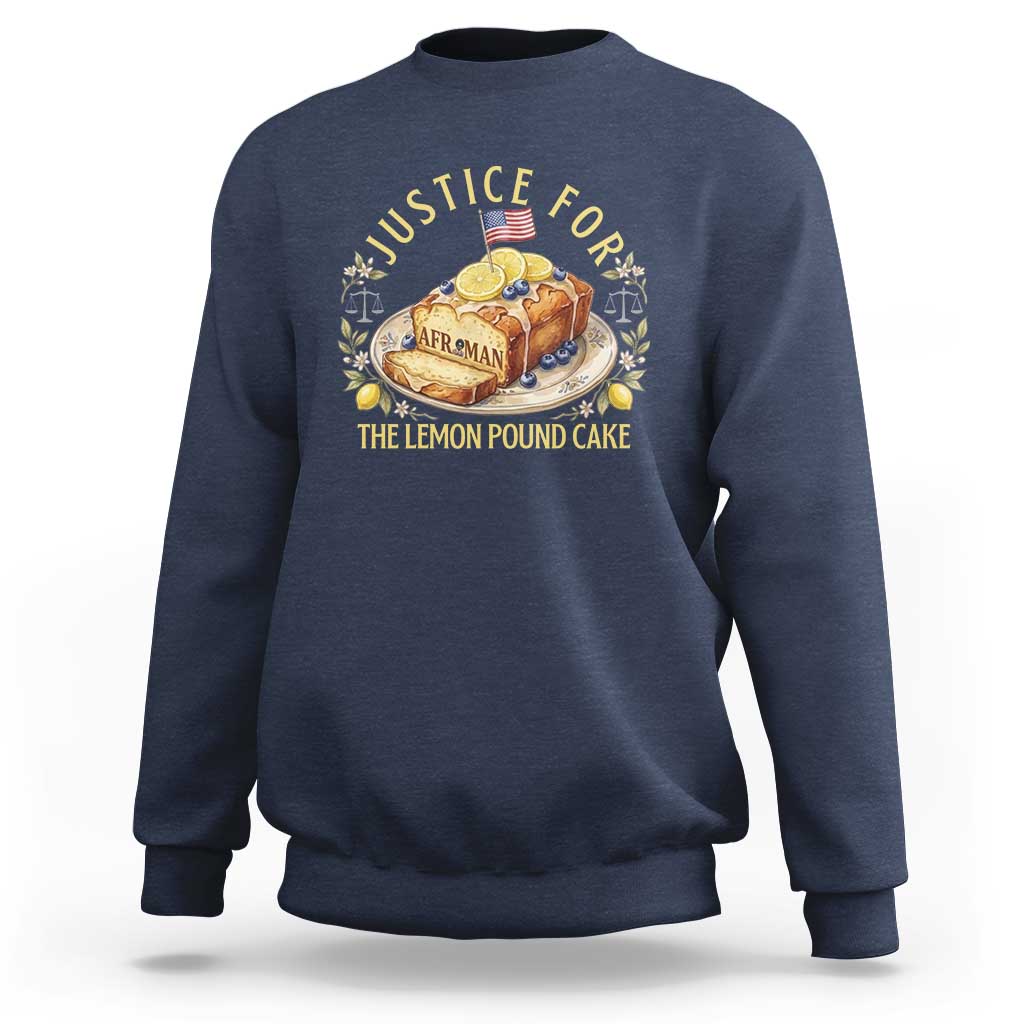 Justice for the Lemon Pound Cake Vintage Sweatshirt Funny Viral Meme Dessert Parody Rap Fans