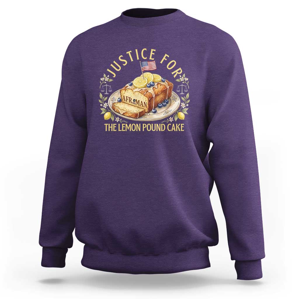 Justice for the Lemon Pound Cake Vintage Sweatshirt Funny Viral Meme Dessert Parody Rap Fans