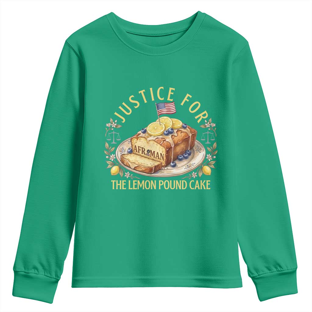 Justice for the Lemon Pound Cake Vintage Youth Sweatshirt Funny Viral Meme Dessert Parody Rap Fans