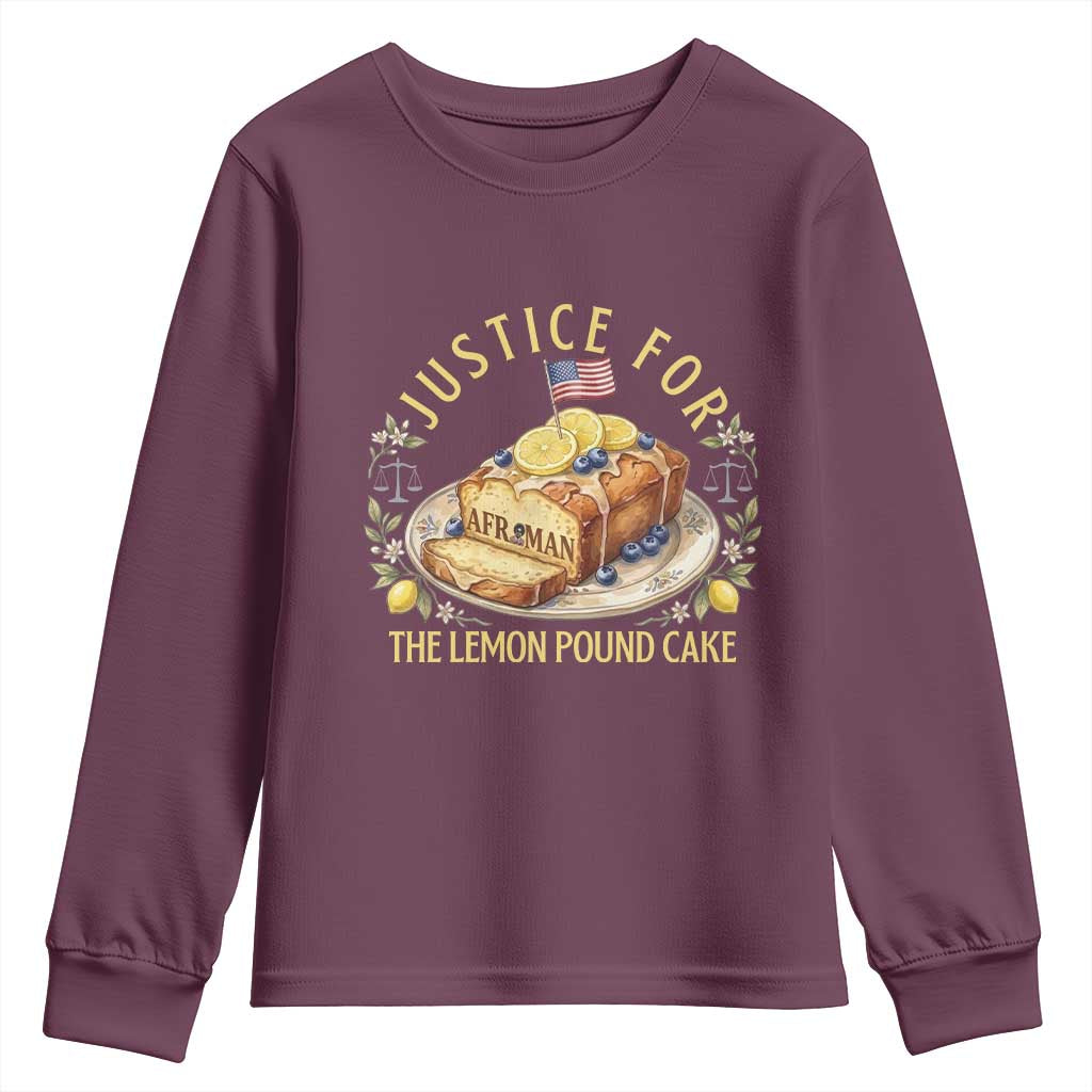 Justice for the Lemon Pound Cake Vintage Youth Sweatshirt Funny Viral Meme Dessert Parody Rap Fans
