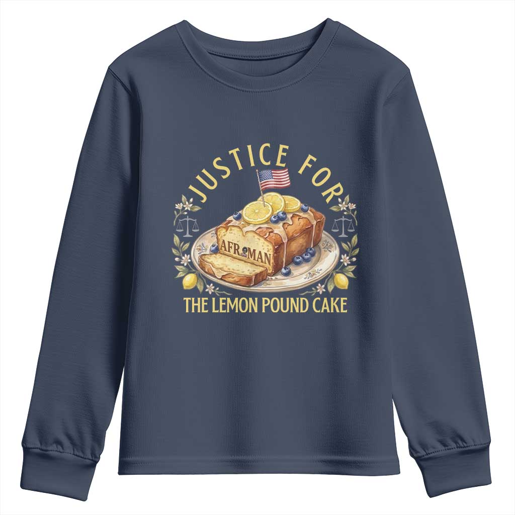 Justice for the Lemon Pound Cake Vintage Youth Sweatshirt Funny Viral Meme Dessert Parody Rap Fans