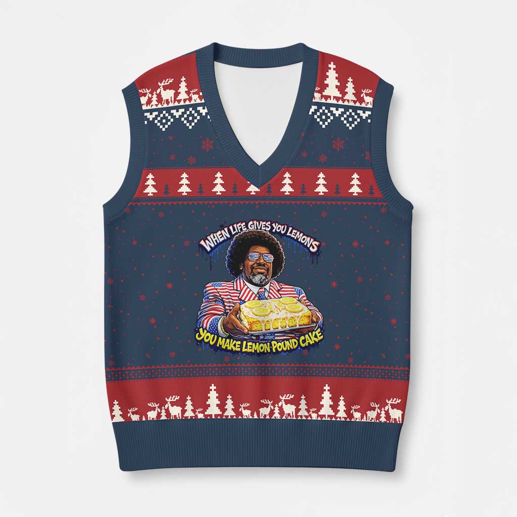 When Life Gives You Lemons Make Lemon Pound Cake Funny Meme V-Neck Knit Sweater Vest Viral Hip Hop Humor Parody for Rap Fans