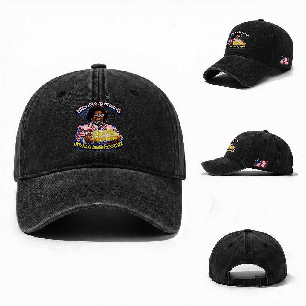 When Life Gives You Lemons Make Lemon Pound Cake Funny Meme Washed Cotton Baseball Cap Viral Hip Hop Humor Parody for Rap Fans