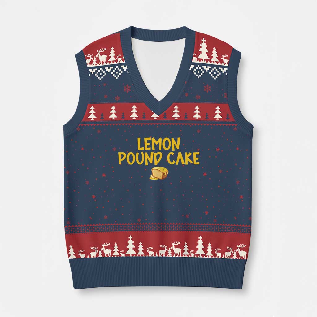 Lemon Pound Cake Team V-Neck Knit Sweater Vest Viral Meme Dessert Parody Internet Culture Fans