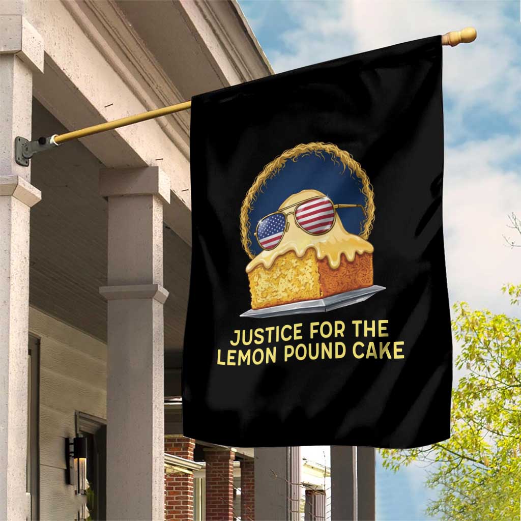 Justice for the Lemon Pound Cake Garden Flag Viral Meme Dessert Parody Retro Hip Hop Vibe