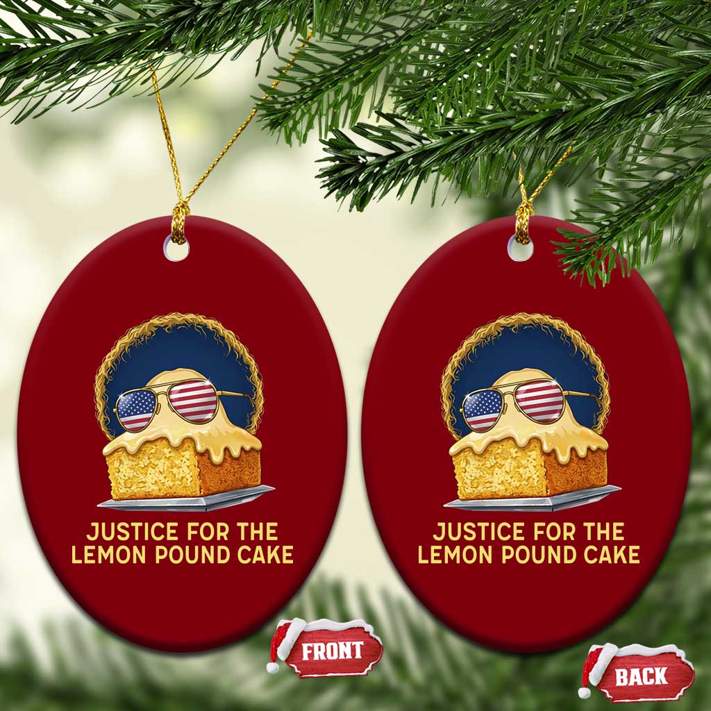 Justice for the Lemon Pound Cake Ceramic Ornament Viral Meme Dessert Parody Retro Hip Hop Vibe