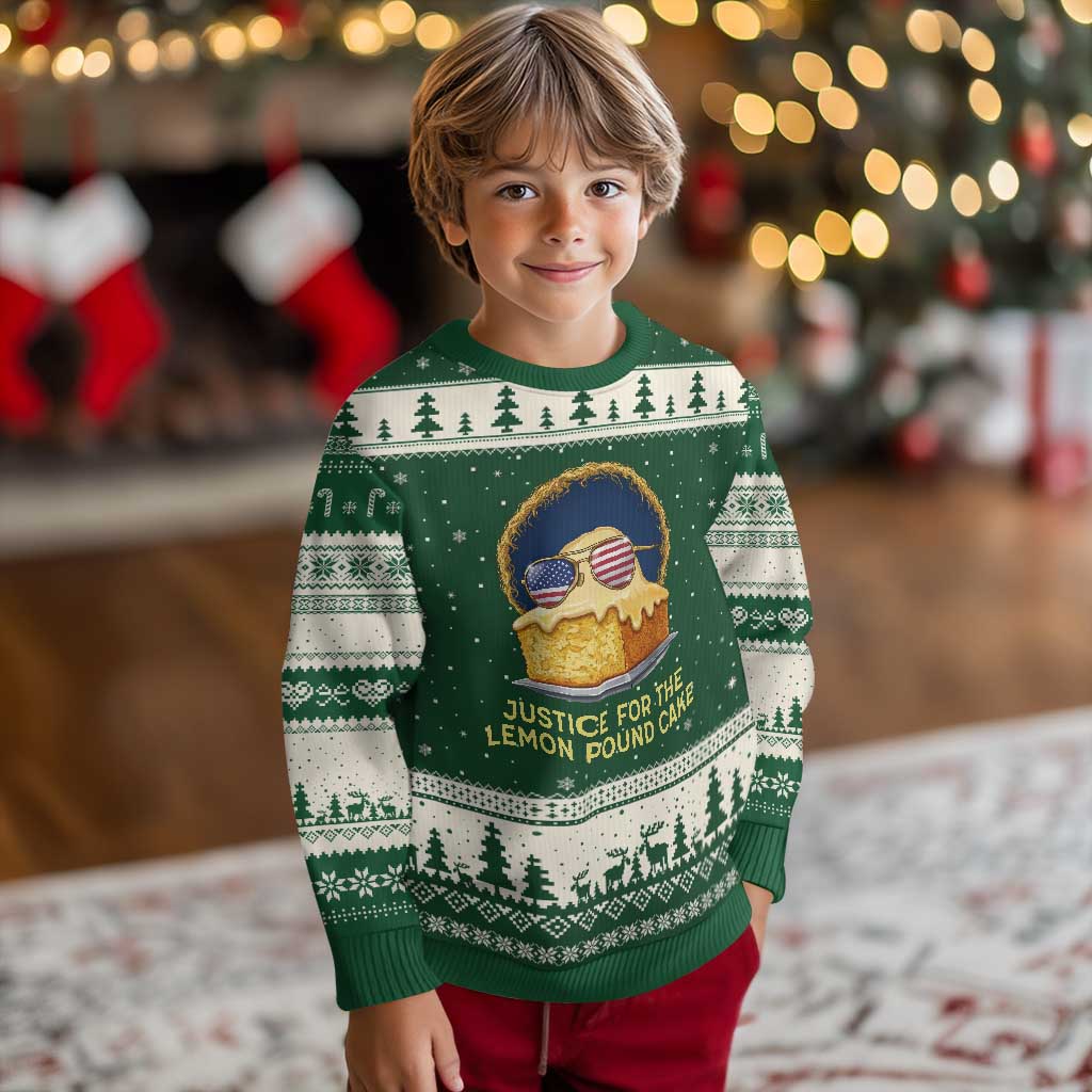 Justice for the Lemon Pound Cake Ugly Christmas Sweater Viral Meme Dessert Parody Retro Hip Hop Vibe