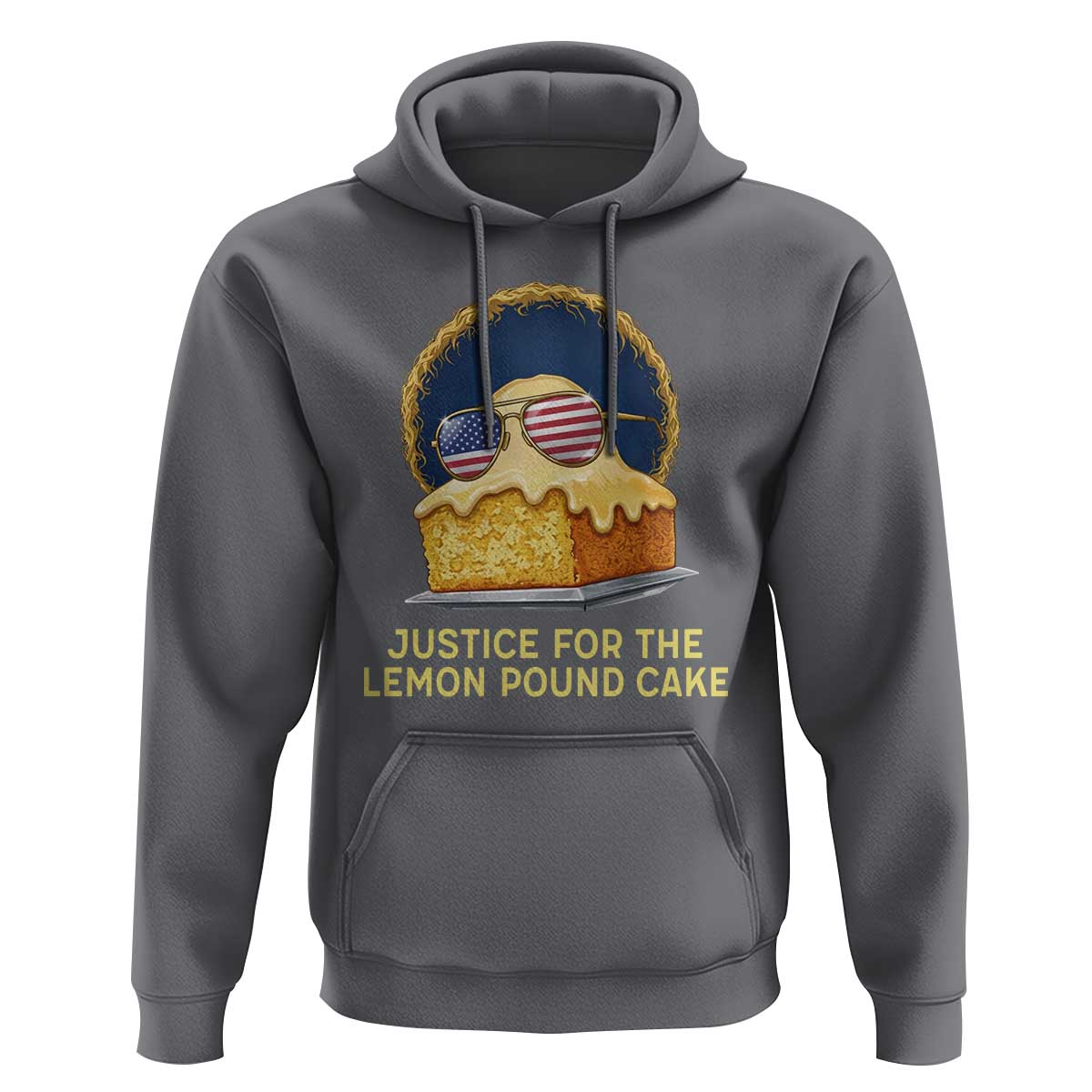 Justice for the Lemon Pound Cake Hoodie Viral Meme Dessert Parody Retro Hip Hop Vibe
