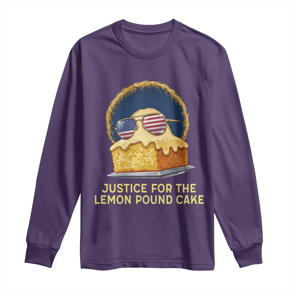 Justice for the Lemon Pound Cake Long Sleeve Shirt Viral Meme Dessert Parody Retro Hip Hop Vibe