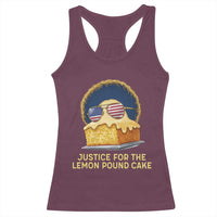 Justice for the Lemon Pound Cake Racerback Tank Top Viral Meme Dessert Parody Retro Hip Hop Vibe
