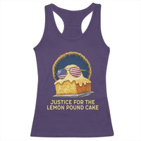 Justice for the Lemon Pound Cake Racerback Tank Top Viral Meme Dessert Parody Retro Hip Hop Vibe