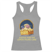 Justice for the Lemon Pound Cake Racerback Tank Top Viral Meme Dessert Parody Retro Hip Hop Vibe