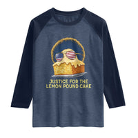 Justice for the Lemon Pound Cake Raglan Shirt Viral Meme Dessert Parody Retro Hip Hop Vibe