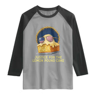 Justice for the Lemon Pound Cake Raglan Shirt Viral Meme Dessert Parody Retro Hip Hop Vibe