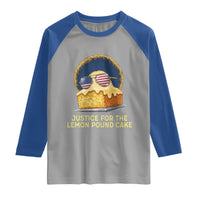 Justice for the Lemon Pound Cake Raglan Shirt Viral Meme Dessert Parody Retro Hip Hop Vibe