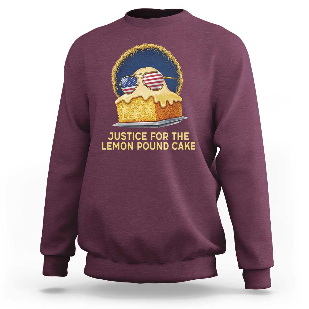 Justice for the Lemon Pound Cake Sweatshirt Viral Meme Dessert Parody Retro Hip Hop Vibe