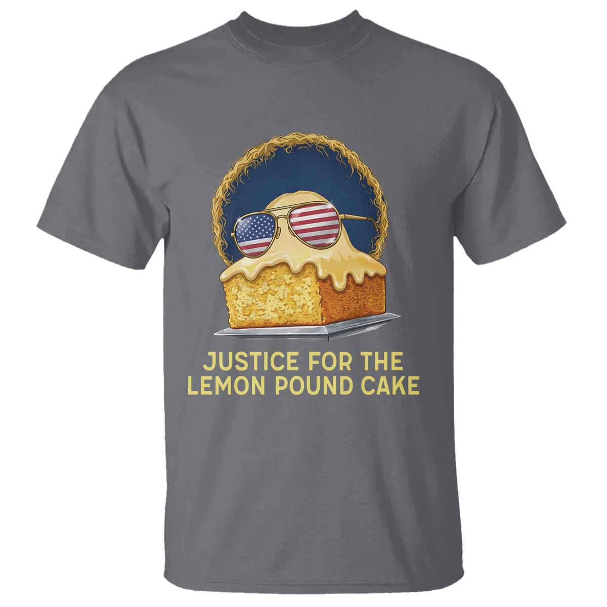 Justice for the Lemon Pound Cake T Shirt Viral Meme Dessert Parody Retro Hip Hop Vibe