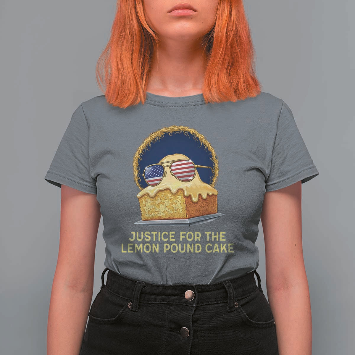 Justice for the Lemon Pound Cake T Shirt For Women Viral Meme Dessert Parody Retro Hip Hop Vibe