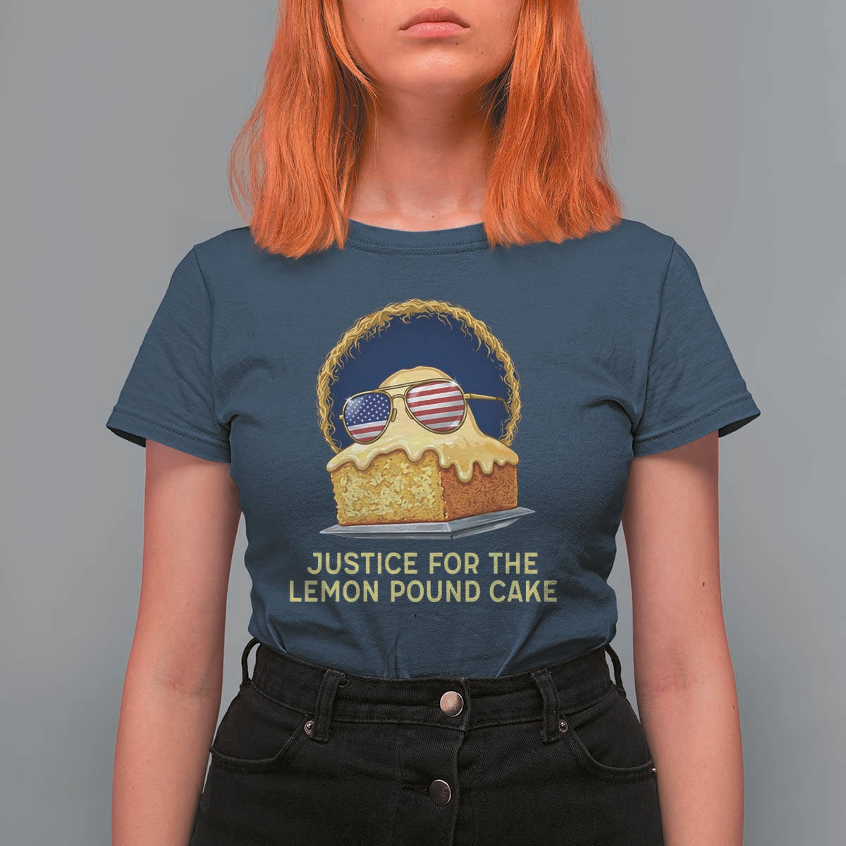 Justice for the Lemon Pound Cake T Shirt For Women Viral Meme Dessert Parody Retro Hip Hop Vibe