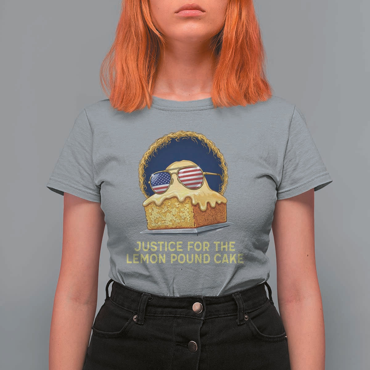 Justice for the Lemon Pound Cake T Shirt For Women Viral Meme Dessert Parody Retro Hip Hop Vibe