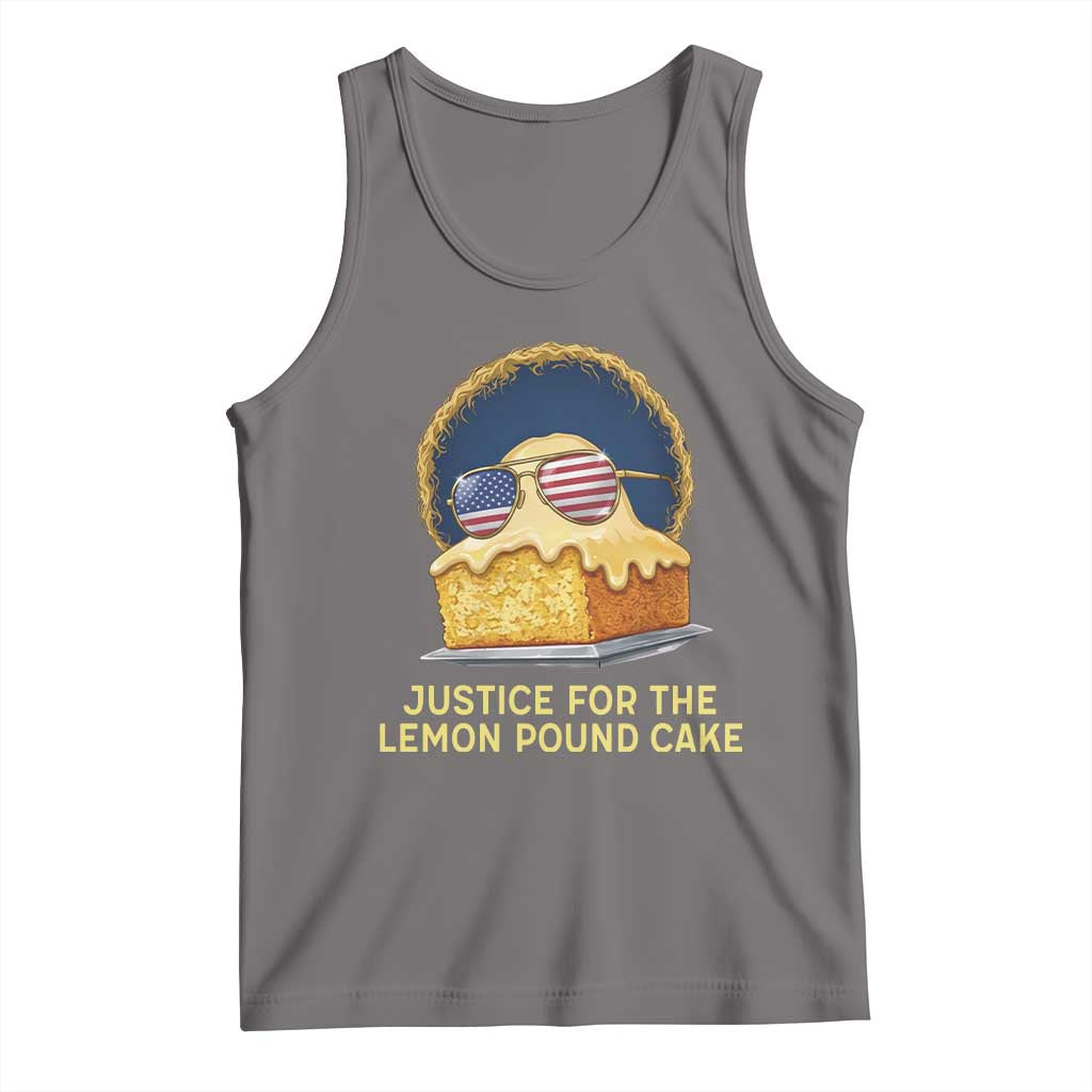 Justice for the Lemon Pound Cake Tank Top Viral Meme Dessert Parody Retro Hip Hop Vibe