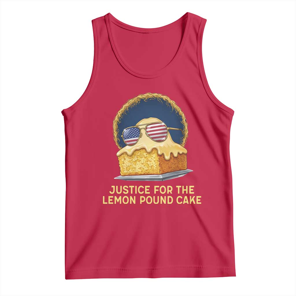 Justice for the Lemon Pound Cake Tank Top Viral Meme Dessert Parody Retro Hip Hop Vibe