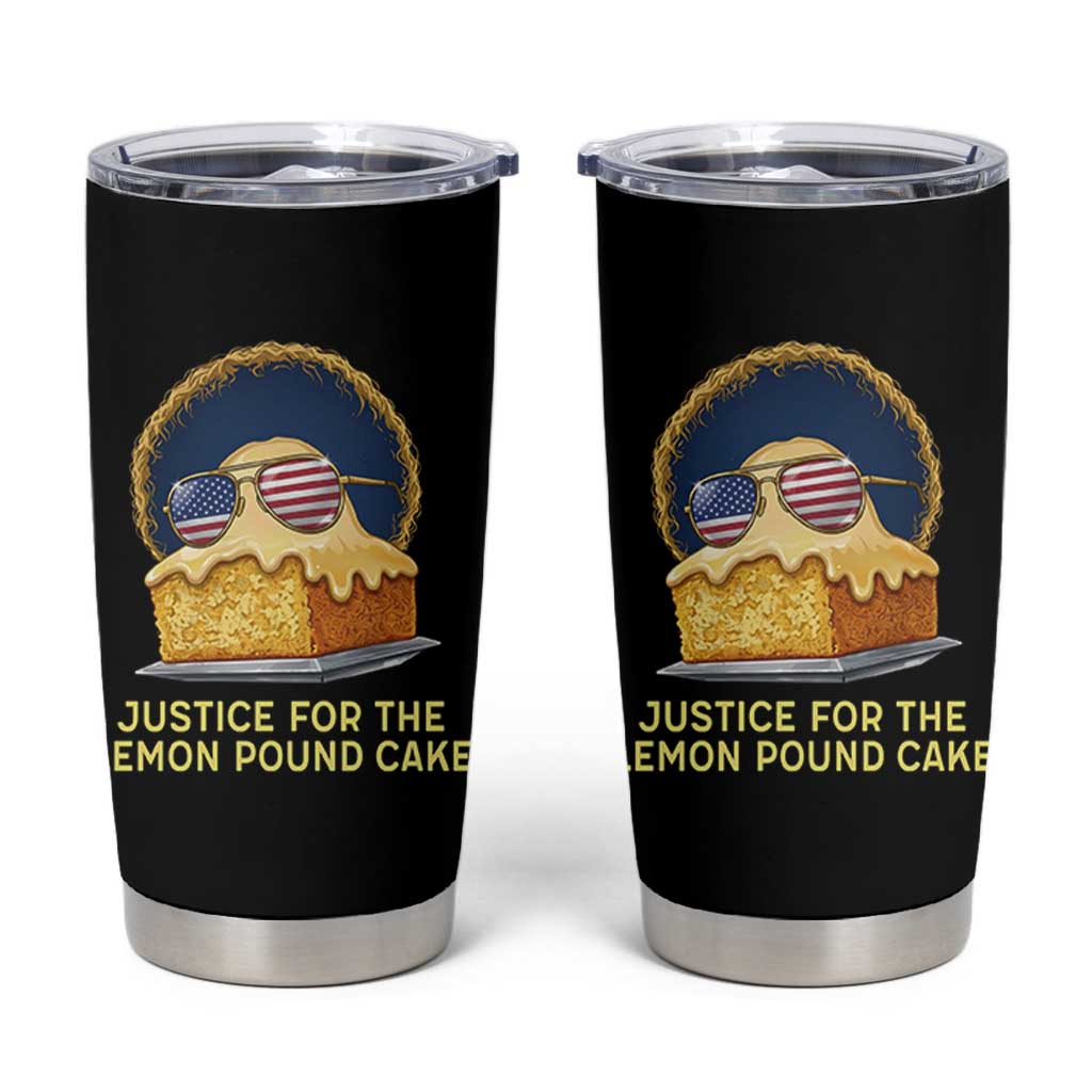 Justice for the Lemon Pound Cake Tumbler Cup Viral Meme Dessert Parody Retro Hip Hop Vibe