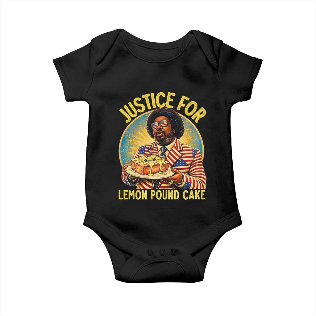 Justice for Lemon Pound Cake Patriotic Meme Baby Onesie Funny Viral Hip Hop Parody for Music Rap Fans