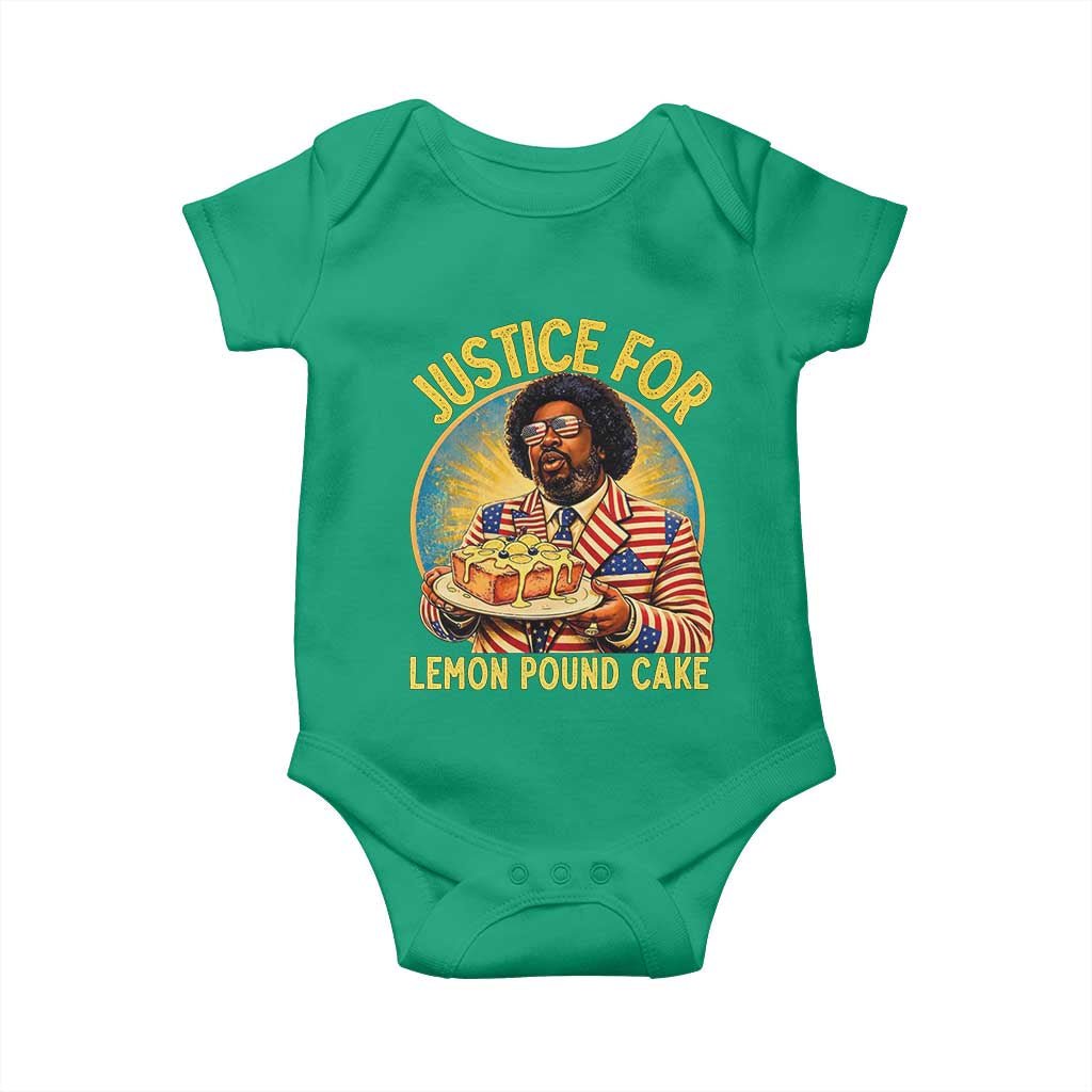 Justice for Lemon Pound Cake Patriotic Meme Baby Onesie Funny Viral Hip Hop Parody for Music Rap Fans